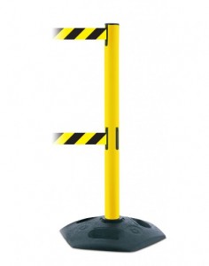 Tensabarrier 886T2 Heavy Duty Dual Belt Yellow Safety Stanchion