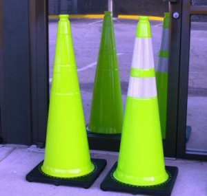 Lime Green Traffic Cones for School Zones