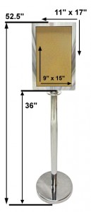Chrome Stanchion With Sign Holder