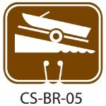 Park Service Brown Boat Ramp Traffic Cone Signs