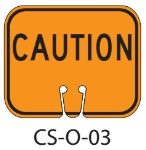 Orange CAUTION Traffic Cone Signs