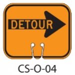 Orange DETOUR RIGHT Traffic Cone Signs