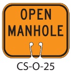 Orange OPEN MANHOLE Traffic Cone Signs