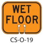 Orange WET FLOOR Traffic Cone Signs