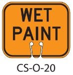 Orange WET PAINT Traffic Cone Signs