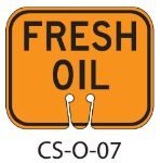 Orange FRESH OIL Traffic Cone Signs