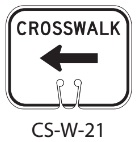 White CROSSWALK Left Traffic Cone Signs