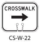 White CROSSWALK Right Traffic Cone Signs