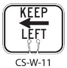 White KEEP LEFT Traffic Cone Signs