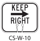 White KEEP RIGHT Traffic Cone Signs