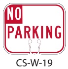 White NO PARKING Traffic Cone Signs