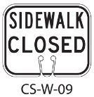 White SIDEWALK CLOSED Traffic Cone Signs