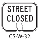 White STREET CLOSED Traffic Cone Signs