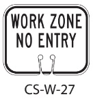 White WORK ZONE Traffic Cone Signs