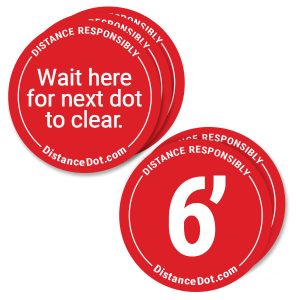 Red Round Social Distancing Floor Stickers