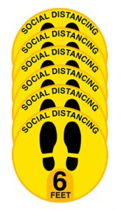 Yellow Round Social Distancing Floor Stickers