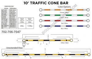 10ft Traffic Cone Bar Dimensions Spec Sheet