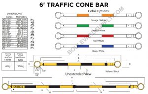 6ft Traffic Cone Bar Dimensions Spec Sheet