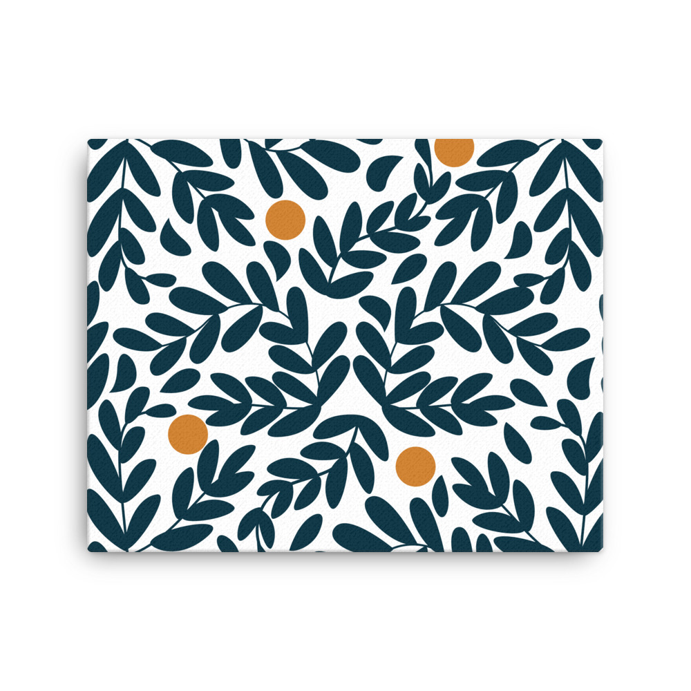 Blue Leaves Nature Wall Art Canvas