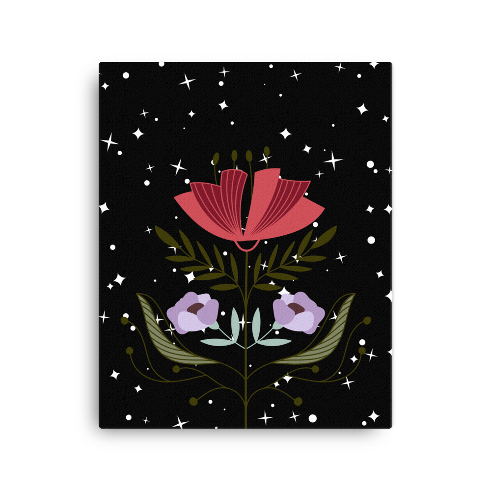 Flowers and Stars Wall Art Canvas