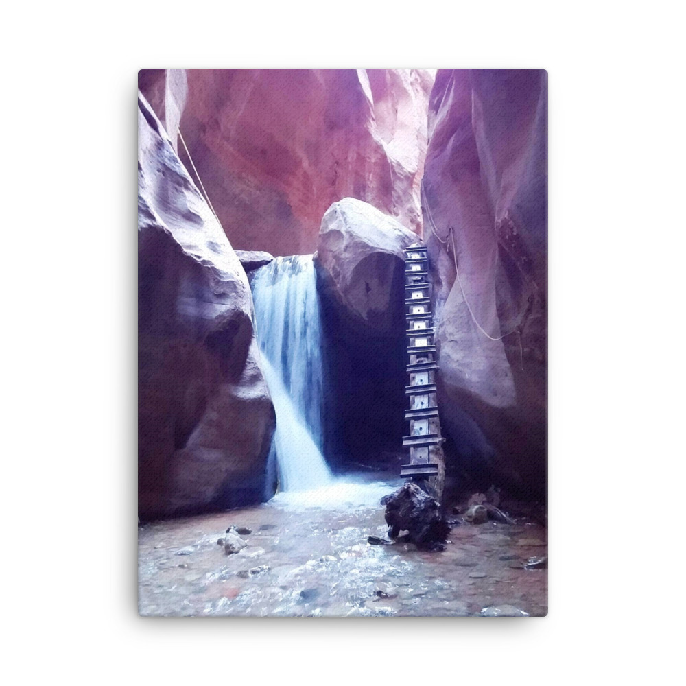 Waterfall Slot Canyon Wall Art Canvas