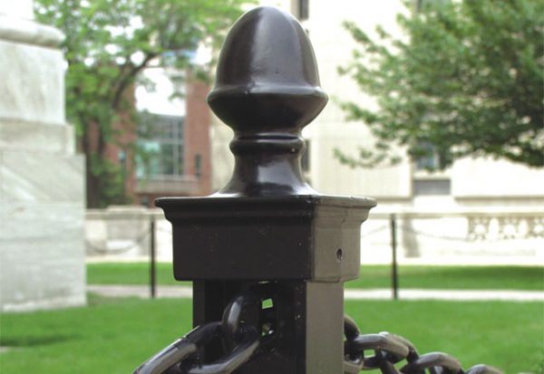 Boston Garden landscape post with acorn style post cap